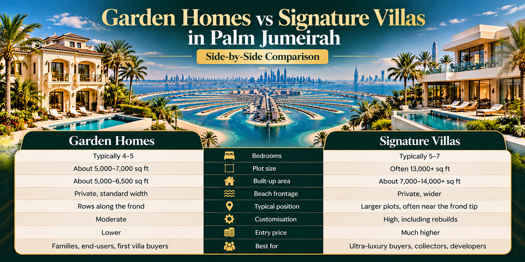 Garden Homes vs Signature Villas in Palm Jumeirah: Side-by-Side Comparison